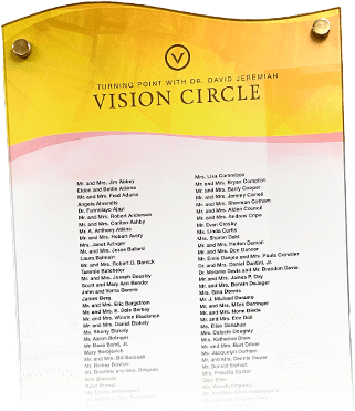 2022 President’s Circle or Vision Circle Wall of Faith