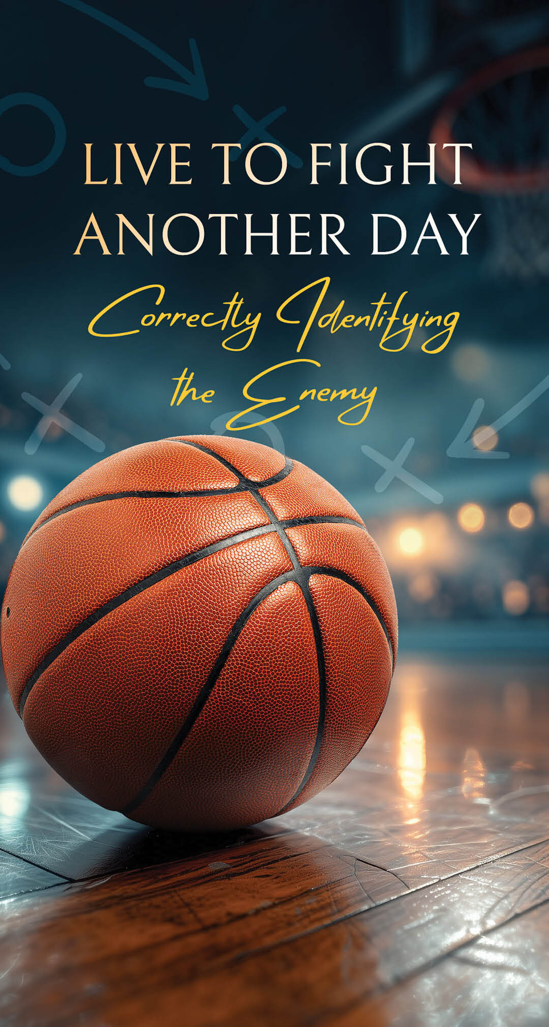 Basketball hoop with a basketball in it. AI generated content