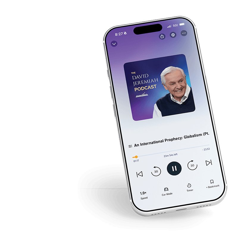 A cell phone with a podcast playing. AI generated content