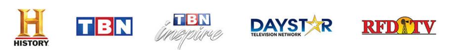 A collection of logos for various TV networks, including TBN, Daystar, and Red TV. AI generated content