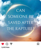 A cell phone screen displays a post with a question, “Can someone be saved after the rapture?" AI generated content