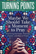 A book cover with a colorful mosaic design featuring a person praying. AI generated content