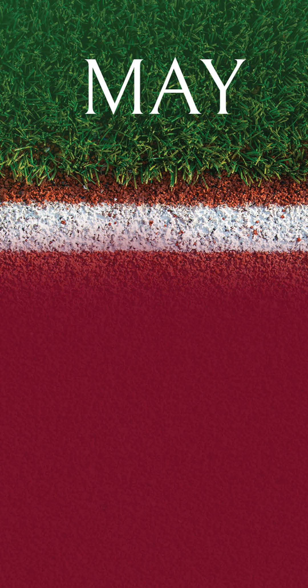 A red and white striped surface with the word “May" written on it. AI generated content