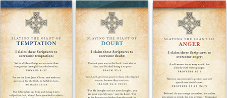 Find victory over worry, temptation, fear, and more - Free Giant Slayer Scripture Cards