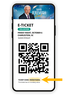 Your Ticket Code is located at the bottom of your e-ticket